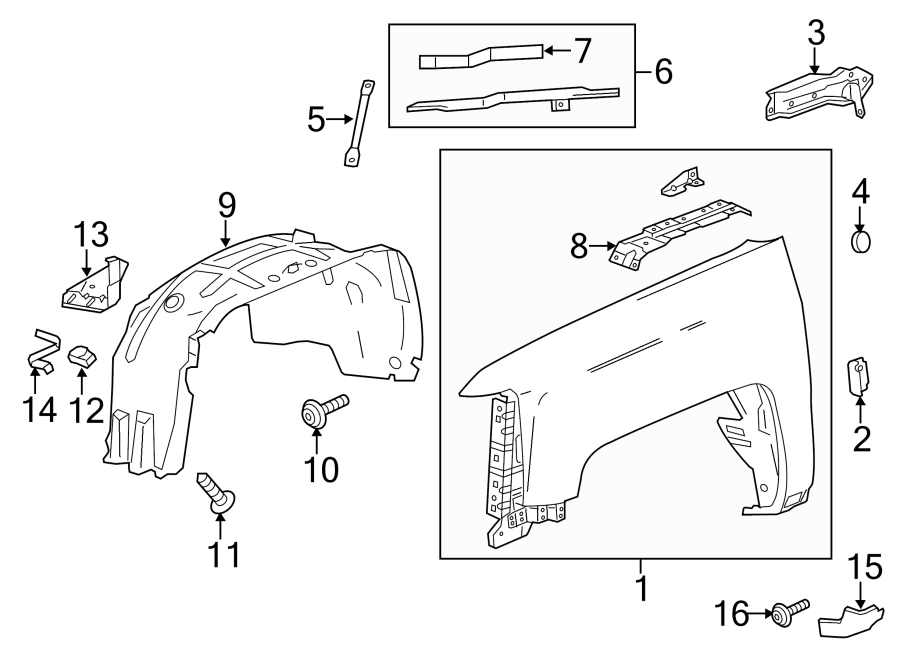 Diagram Exterior trim. Fender & components. for your Chevrolet