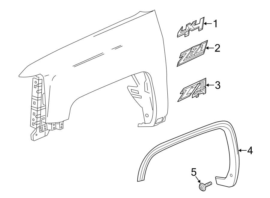 Diagram FENDER. EXTERIOR TRIM. for your Chevrolet Silverado  