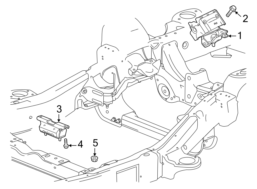 Diagram ENGINE & TRANS MOUNTING. for your 2002 Chevrolet Suburban 2500 LS Sport Utility 8.1L Vortec V8 A/T RWD 