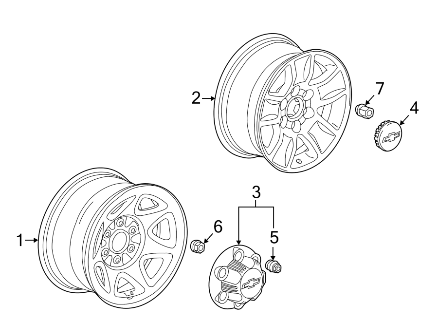 Diagram Wheels. for your 2019 Chevrolet Silverado 1500 WT Standard Cab Pickup Fleetside 5.3L EcoTec3 V8 A/T 4WD 