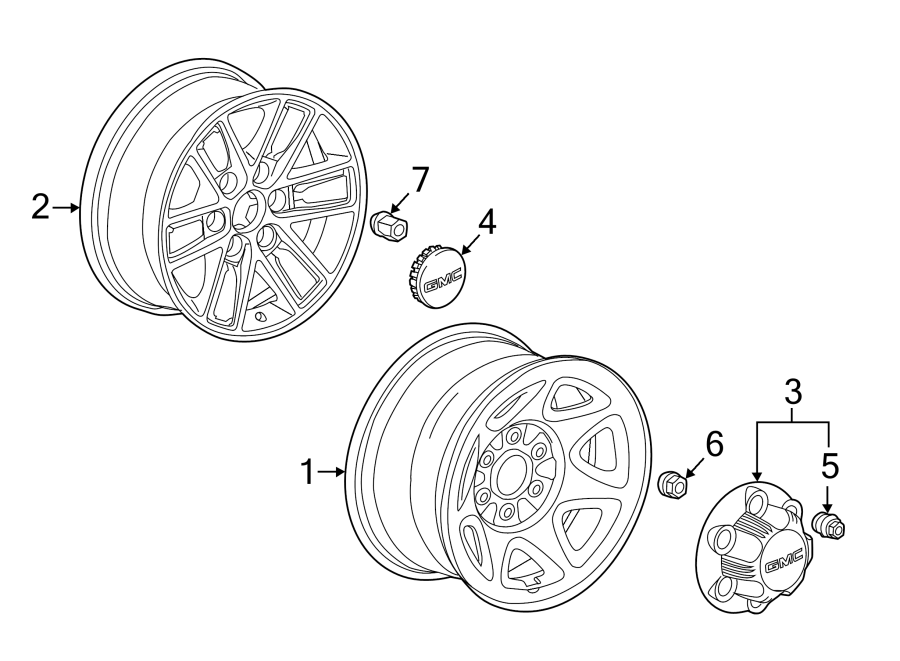 Diagram WHEELS. for your 2005 Chevrolet Silverado 2500 HD LS Standard Cab Pickup Fleetside  