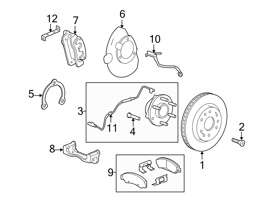 Diagram FRONT SUSPENSION. BRAKE COMPONENTS. for your GMC Sierra 1500 Limited  