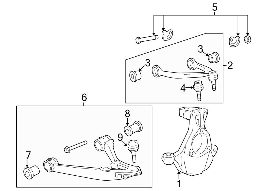 Diagram Front suspension. Suspension components. for your 2018 GMC Sierra 2500 HD 6.6L Duramax V8 DIESEL A/T RWD Base Extended Cab Pickup Fleetside 