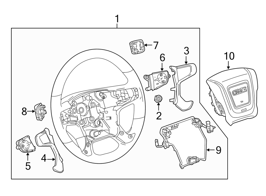 Diagram STEERING WHEEL & TRIM. for your 2022 Chevrolet Silverado 1500 LT Crew Cab Pickup Fleetside 2.7L A/T 4WD 