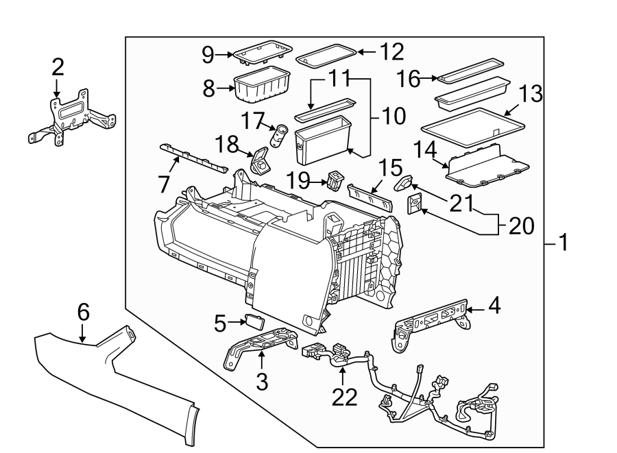 Diagram CENTER CONSOLE. for your 2018 Chevrolet Spark  LT Hatchback 