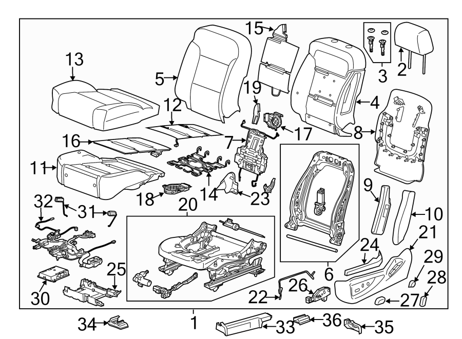 Diagram SEATS & TRACKS. DRIVER SEAT COMPONENTS. for your 1992 Buick Century   