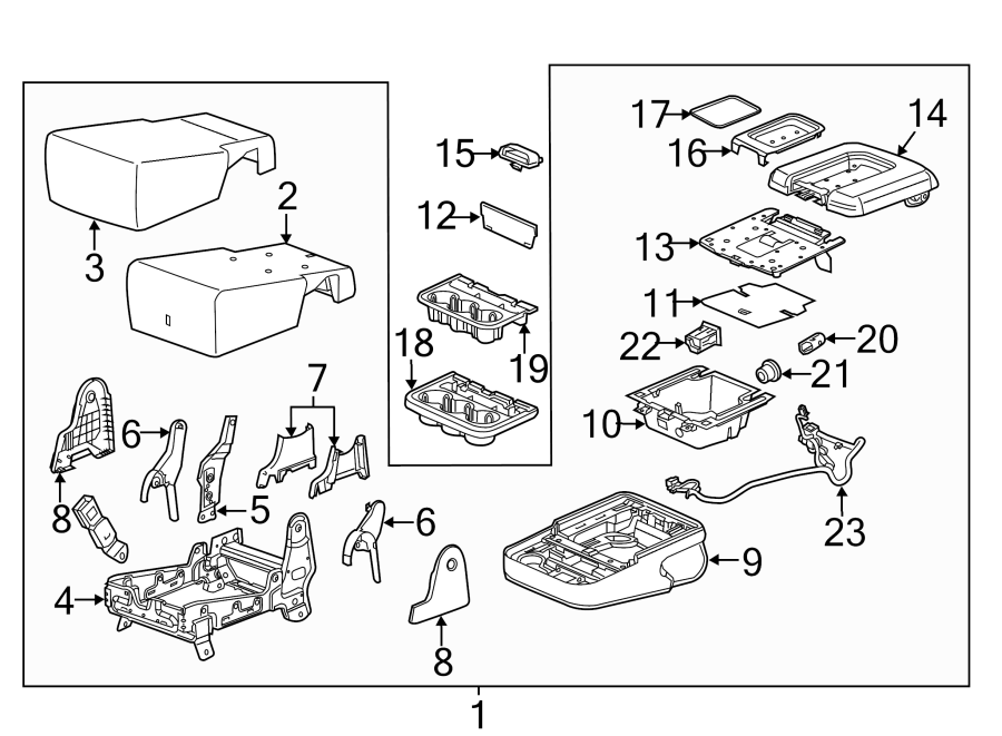 Diagram SEATS & TRACKS. FRONT SEAT COMPONENTS. for your Chevrolet Silverado  