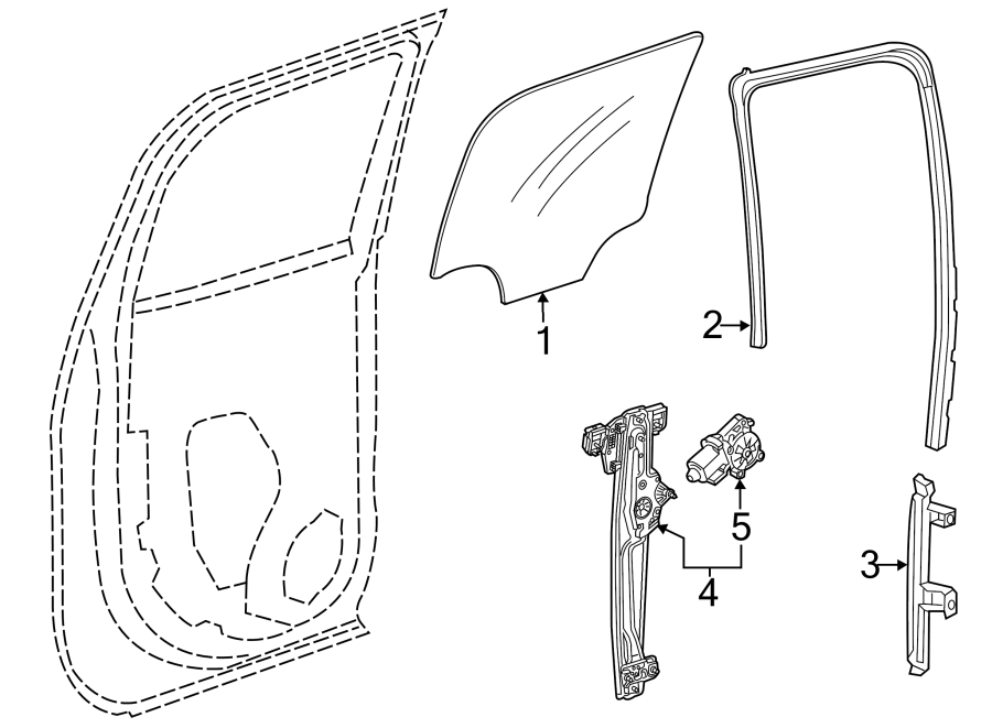 Diagram REAR DOOR. GLASS & HARDWARE. for your 2022 Chevrolet Spark   