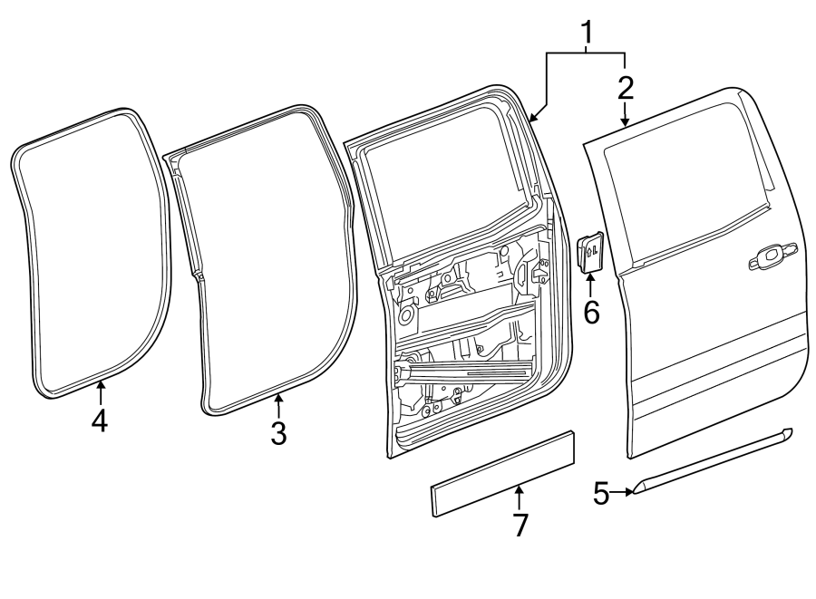 REAR DOOR. DOOR & COMPONENTS. Diagram