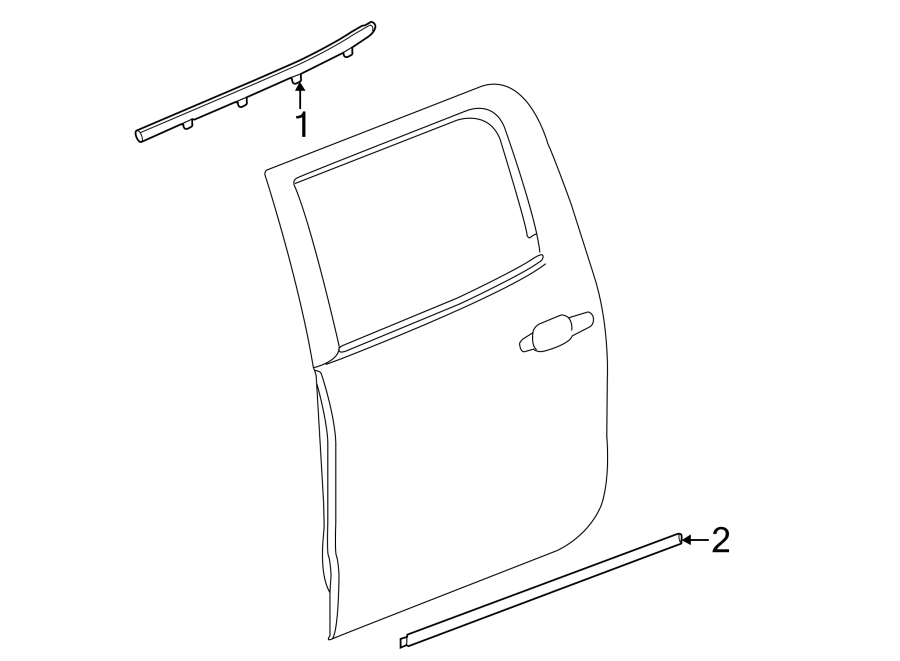 Diagram REAR DOOR. EXTERIOR TRIM. for your 2019 Cadillac Escalade ESV Base Sport Utility 6.2L EcoTec3 V8 A/T 4WD 