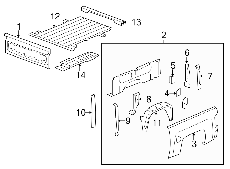 PICK UP BOX COMPONENTS. Diagram