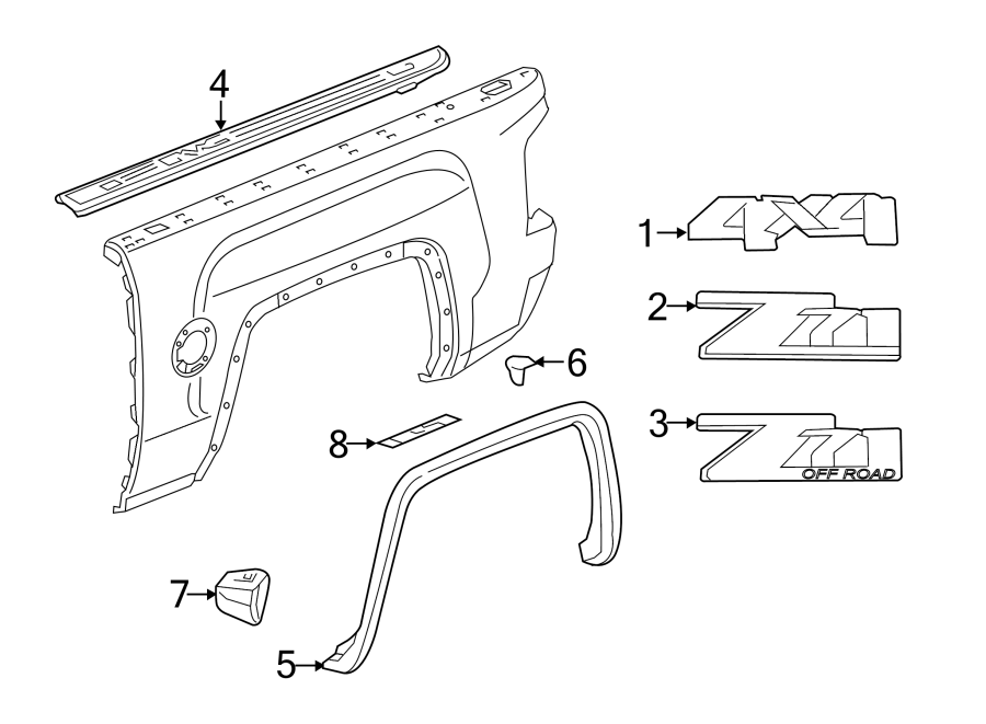 Diagram PICK UP BOX. EXTERIOR TRIM. for your 2007 GMC Sierra 1500 Classic SL Extended Cab Pickup 4.8L Vortec V8 M/T 4WD 