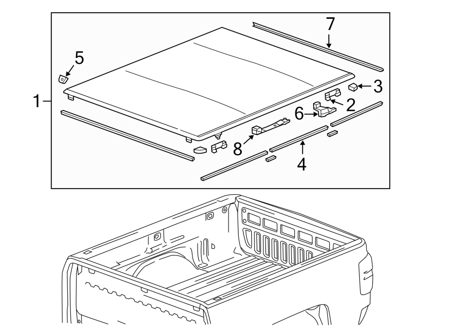 Diagram PICK UP BOX. EXTERIOR TRIM. for your 2005 Chevrolet Uplander    