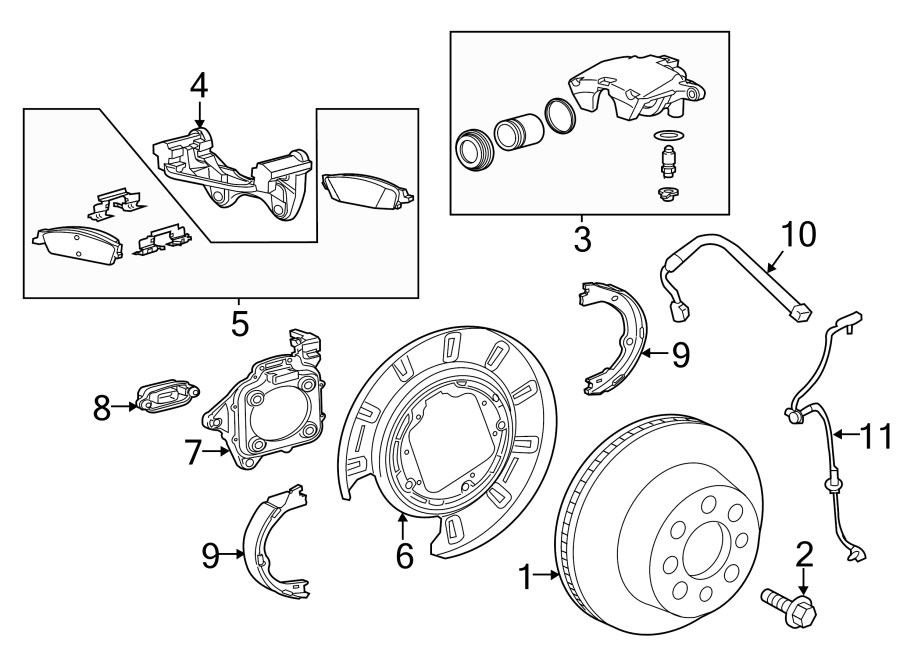 Diagram REAR SUSPENSION. BRAKE COMPONENTS. for your 2015 GMC Sierra 2500 HD 6.6L Duramax V8 DIESEL A/T RWD SLE Standard Cab Pickup Fleetside 