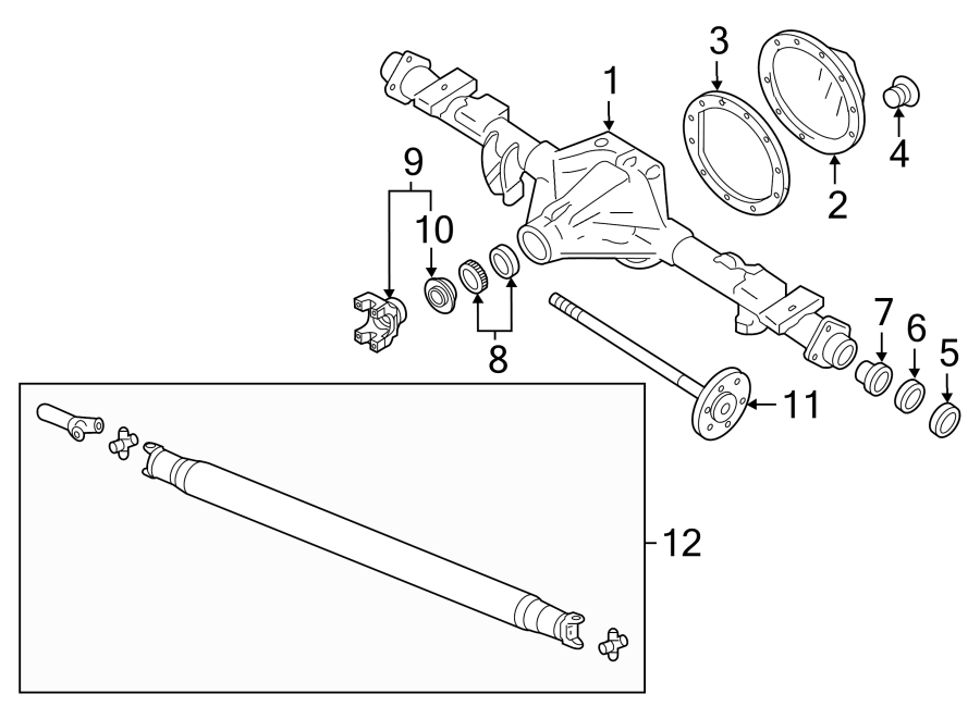 Diagram REAR SUSPENSION. AXLE HOUSING. for your 2004 GMC Sierra 2500 HD 6.0L Vortec V8 CNG A/T 4WD SLE Crew Cab Pickup 