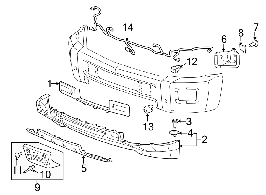 Diagram FRONT BUMPER. BUMPER & COMPONENTS. for your 2006 GMC Sierra 3500 6.6L Duramax V8 DIESEL M/T 4WD SL Crew Cab Pickup 