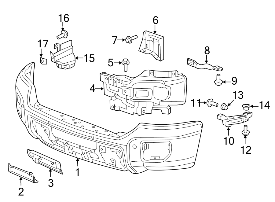 Diagram FRONT BUMPER. BUMPER & COMPONENTS. for your 2012 GMC Sierra 2500 HD 6.6L Duramax V8 DIESEL A/T RWD WT Standard Cab Pickup Fleetside 