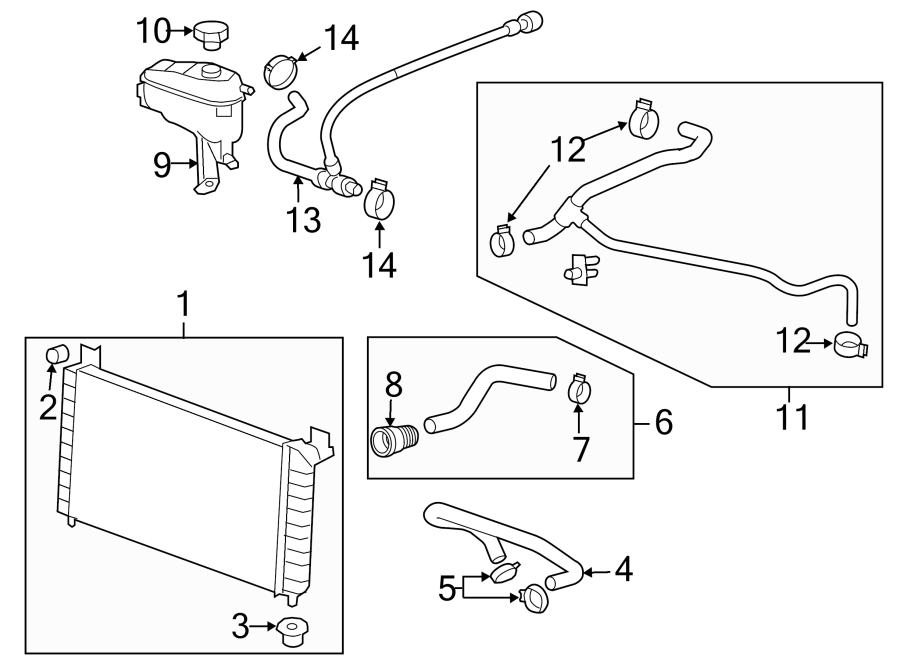 Diagram RADIATOR & COMPONENTS. for your 2010 Chevrolet Equinox   