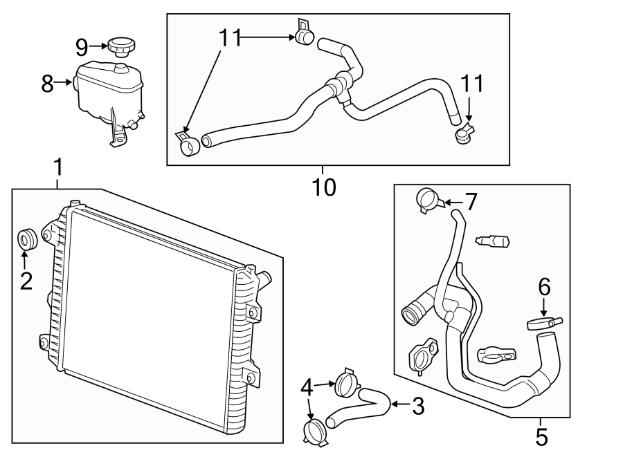 Diagram RADIATOR & COMPONENTS. for your 2008 GMC Acadia   