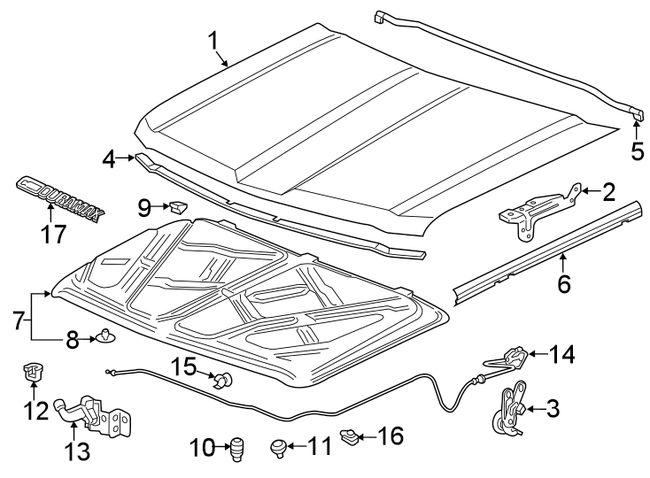 Diagram HOOD & COMPONENTS. for your 2007 GMC Sierra 1500 Classic SL Crew Cab Pickup  