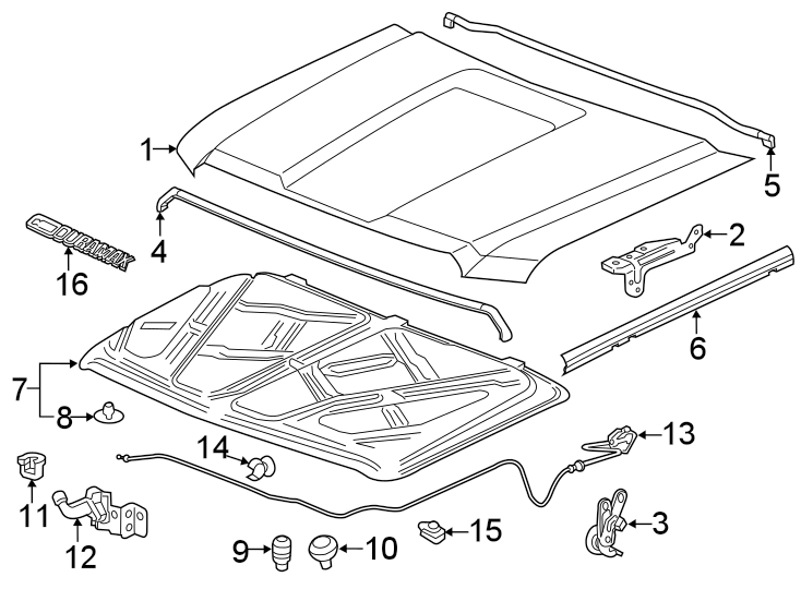 Diagram HOOD & COMPONENTS. for your 2007 GMC Sierra 1500 Classic SLE Crew Cab Pickup  