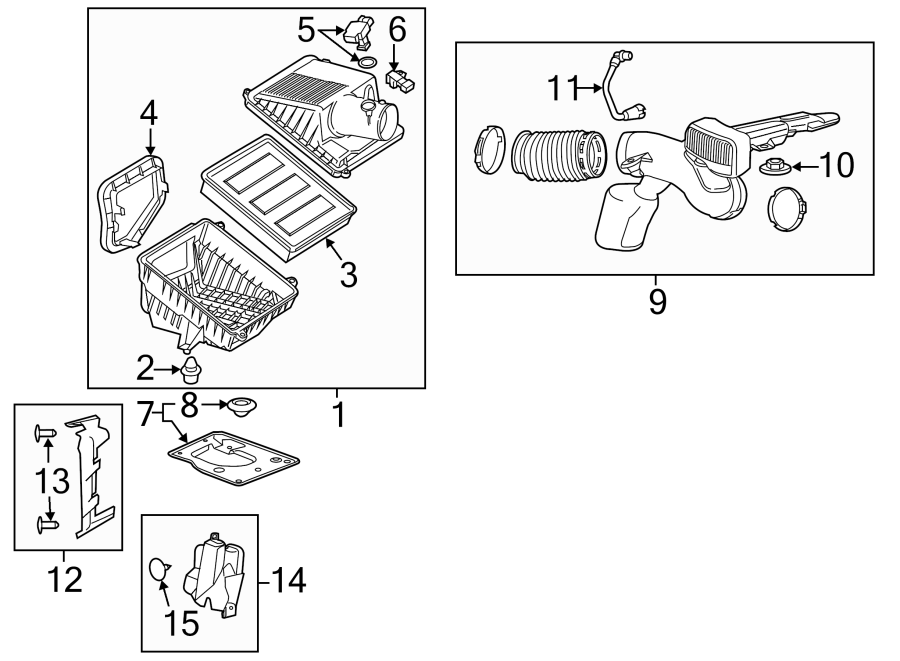 Diagram Air intake. for your 2013 Chevrolet Silverado 1500 LTZ Crew Cab Pickup  