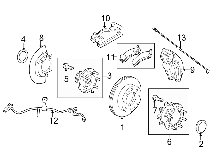 Diagram FRONT SUSPENSION. BRAKE COMPONENTS. for your 2018 GMC Sierra 2500 HD 6.6L Duramax V8 DIESEL A/T 4WD SLE Extended Cab Pickup Fleetside 