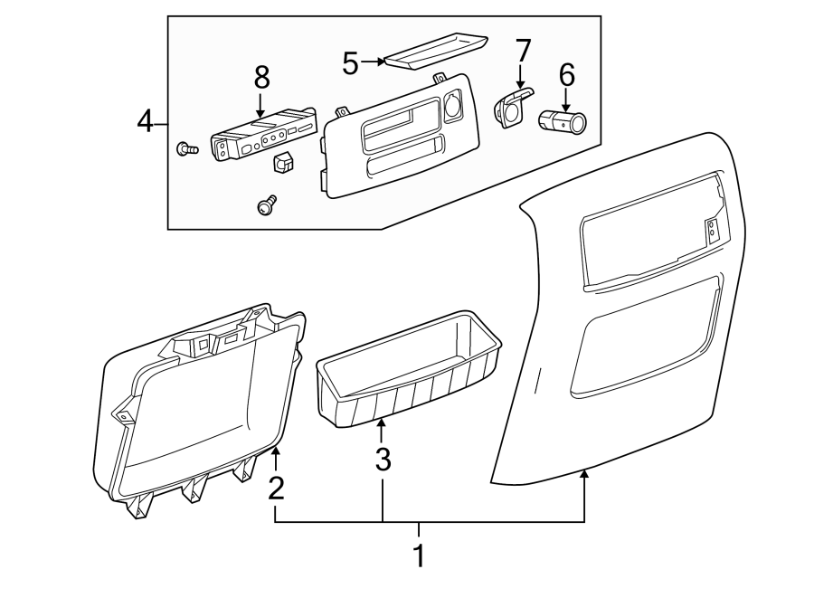 Diagram CENTER CONSOLE. for your 2015 GMC Sierra 2500 HD 6.0L Vortec V8 FLEX A/T RWD Base Standard Cab Pickup Fleetside 