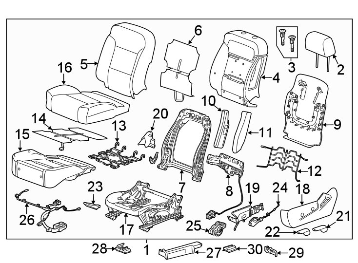 Diagram SEATS & TRACKS. DRIVER SEAT COMPONENTS. for your 1990 Buick Century   