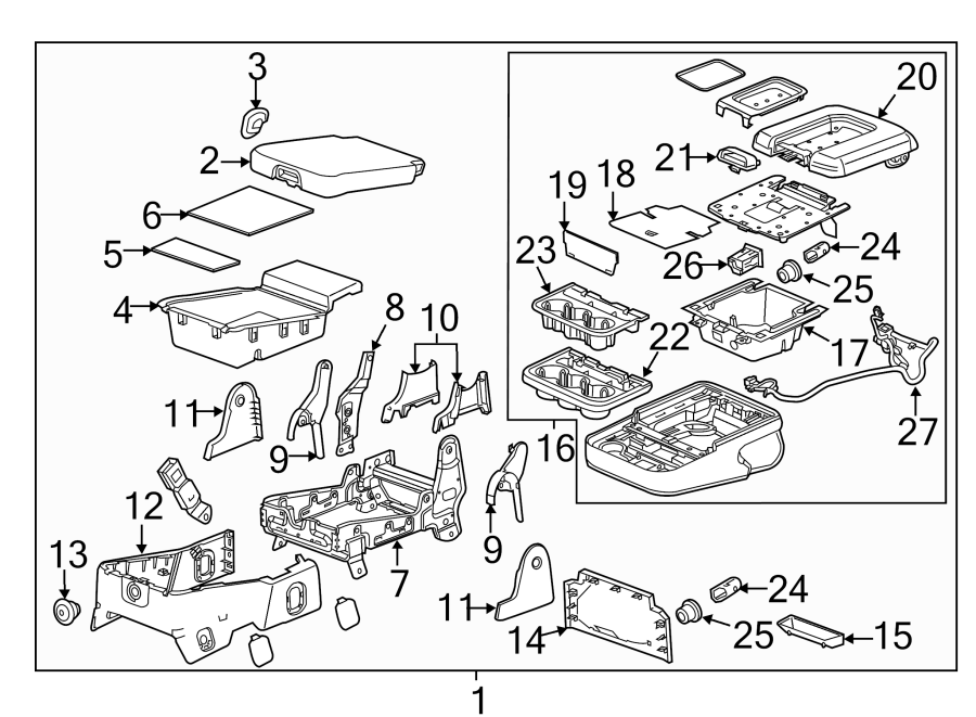 Diagram SEATS & TRACKS. FRONT SEAT COMPONENTS. for your 2016 GMC Sierra 2500 HD 6.0L Vortec V8 FLEX A/T RWD SLT Extended Cab Pickup Fleetside 