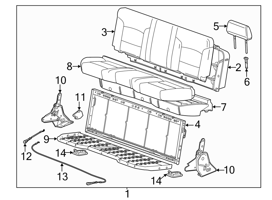 Diagram SEATS & TRACKS. REAR SEAT COMPONENTS. for your 2023 Cadillac XT4 Premium Luxury Sport Utility  