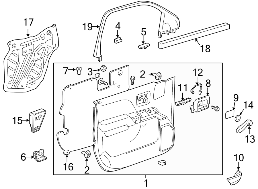 Diagram FRONT DOOR. INTERIOR TRIM. for your 1999 Pontiac Grand Am   