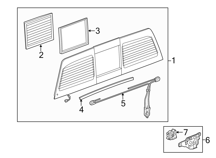 Diagram BACK GLASS. GLASS & HARDWARE. for your 2015 Chevrolet Silverado 2500 HD WT Standard Cab Pickup Fleetside 6.6L Duramax V8 DIESEL A/T 4WD 