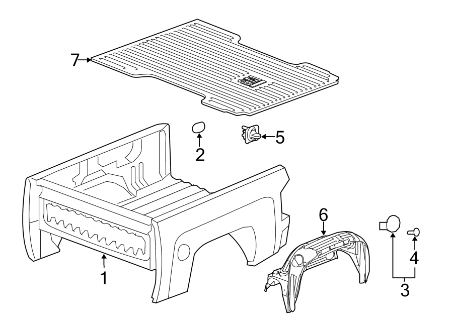 Diagram PICK UP BOX. for your 2002 GMC Sierra 3500 6.6L Duramax V8 DIESEL M/T 4WD Base Crew Cab Pickup Fleetside 