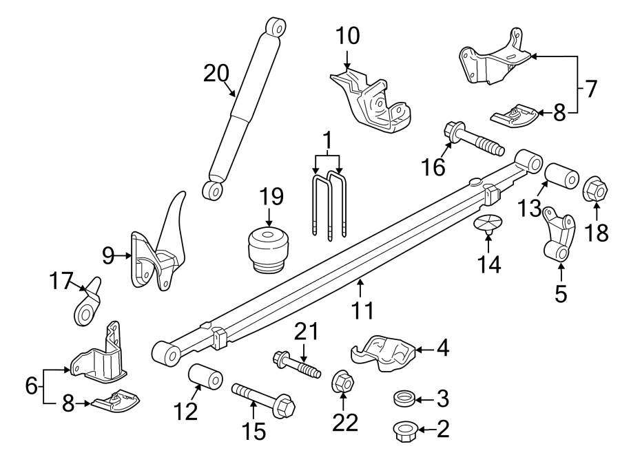 Diagram REAR SUSPENSION. SUSPENSION COMPONENTS. for your 2019 GMC Sierra 2500 HD 6.0L Vortec V8 CNG A/T 4WD SLT Extended Cab Pickup Fleetside 