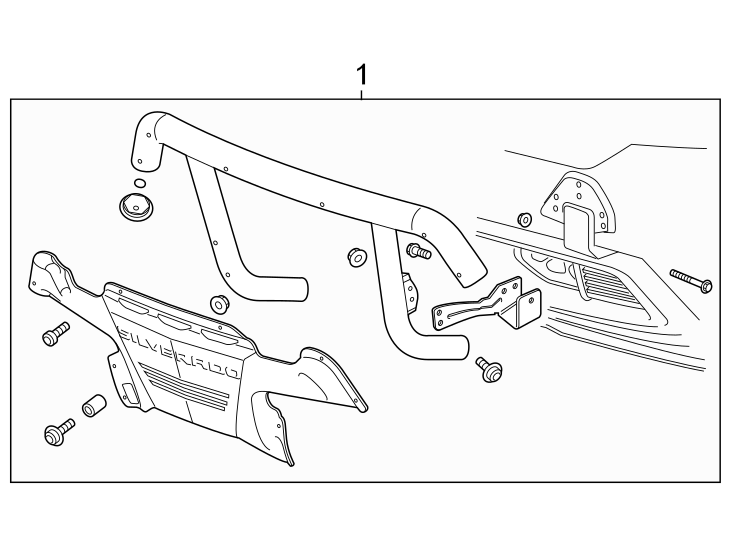 Diagram FRONT BUMPER. FRONT BRUSH GUARD. for your Chevrolet Silverado  