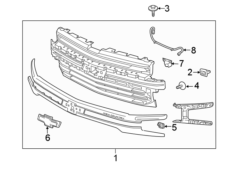 GRILLE & COMPONENTS. Diagram