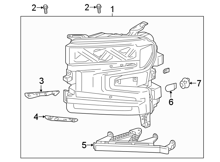 Diagram FRONT LAMPS. HEADLAMP COMPONENTS. for your 2007 GMC Sierra 1500 Classic SL Crew Cab Pickup 4.3L Vortec V6 M/T 4WD 