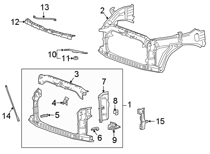 Diagram RADIATOR SUPPORT. for your 2021 Chevrolet Bolt EV   