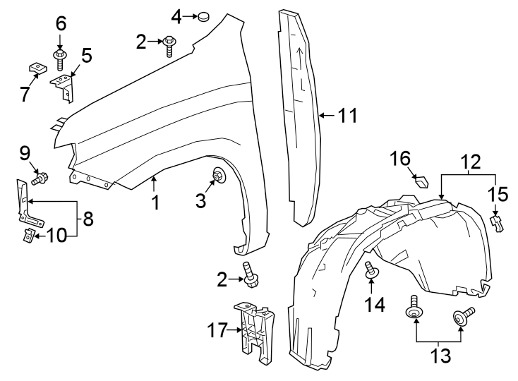 Diagram Fender & components. for your 2016 Chevrolet Spark  LT Hatchback 