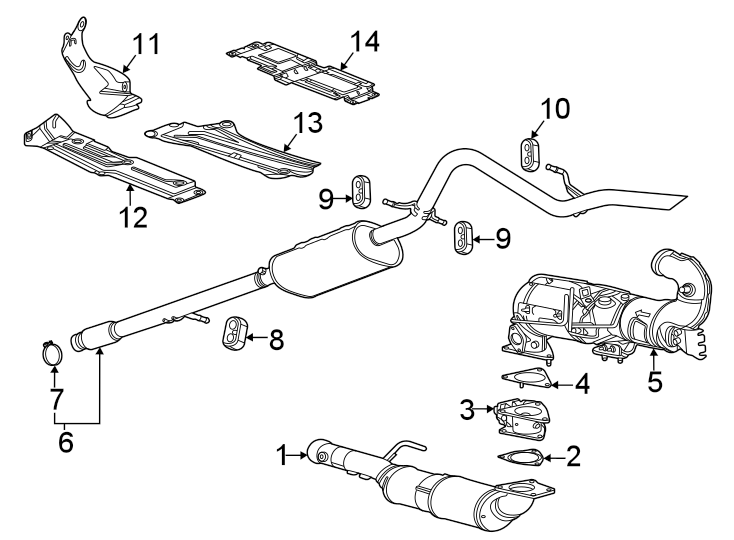 Diagram EXHAUST SYSTEM. EXHAUST COMPONENTS. for your 2024 Chevrolet Camaro  LT1 Coupe 