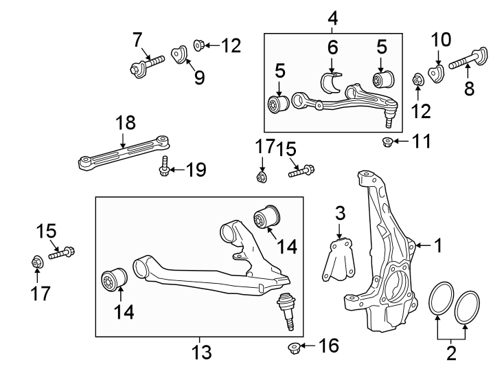 Diagram FRONT SUSPENSION. SUSPENSION COMPONENTS. for your 2018 Chevrolet Equinox   