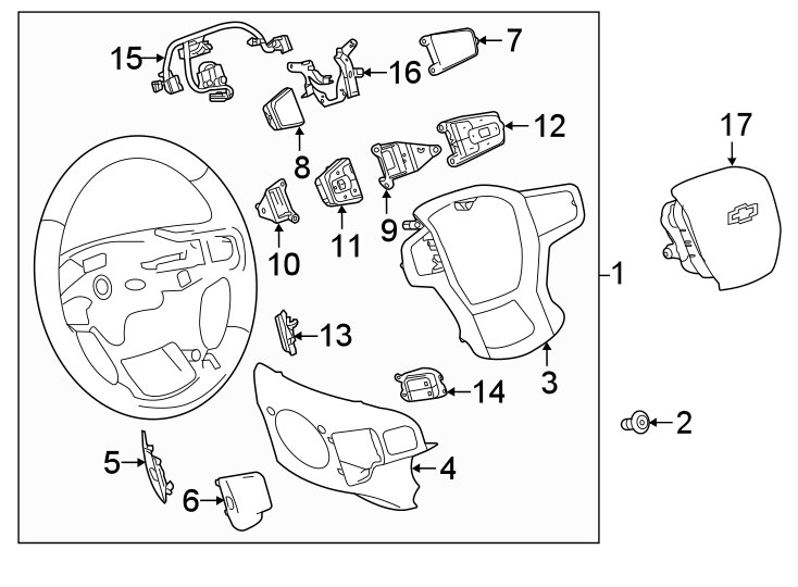 Diagram STEERING WHEEL & TRIM. for your 2021 Chevrolet Silverado   