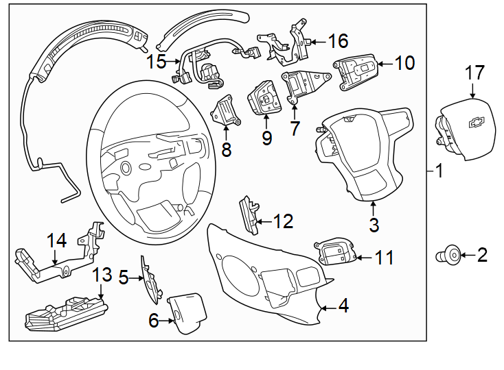 Diagram Steering wheel & trim. for your 1999 Chevrolet Silverado   