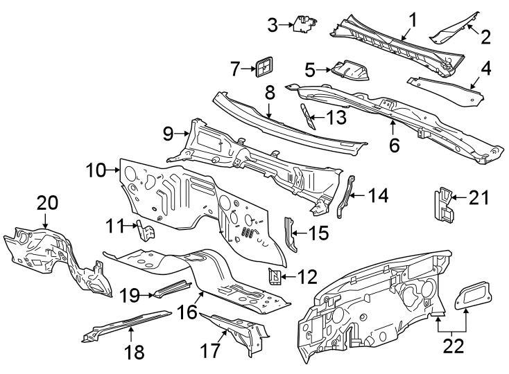 Diagram COWL. for your 2008 Chevrolet Impala   