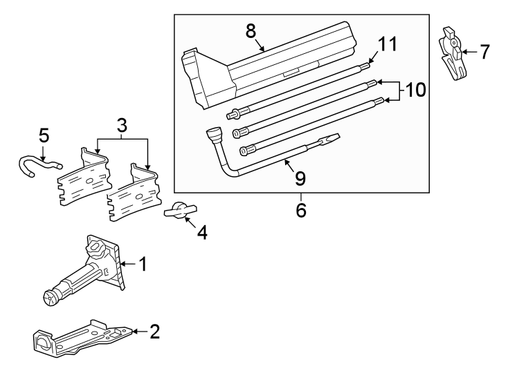 Diagram JACK & COMPONENTS. for your 2024 Chevrolet Silverado 1500 RST Crew Cab Pickup Fleetside 3.0L Duramax 6 cylinder DIESEL A/T RWD 