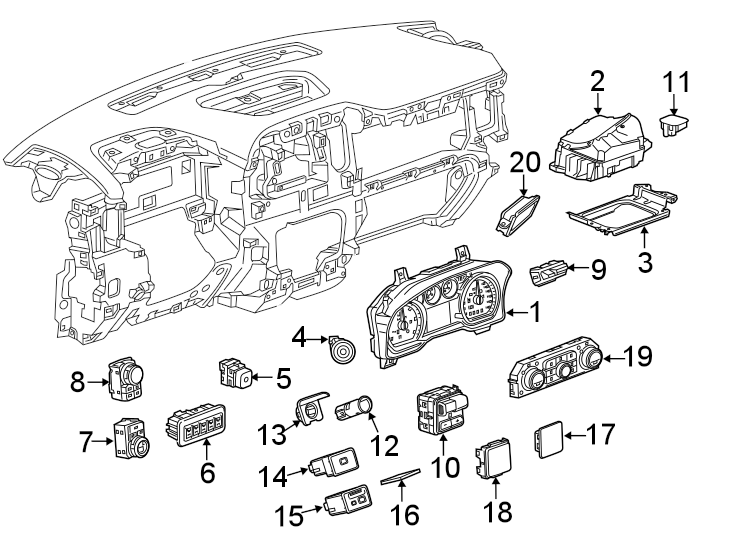 Diagram INSTRUMENT PANEL. CLUSTER & SWITCHES. for your Buick