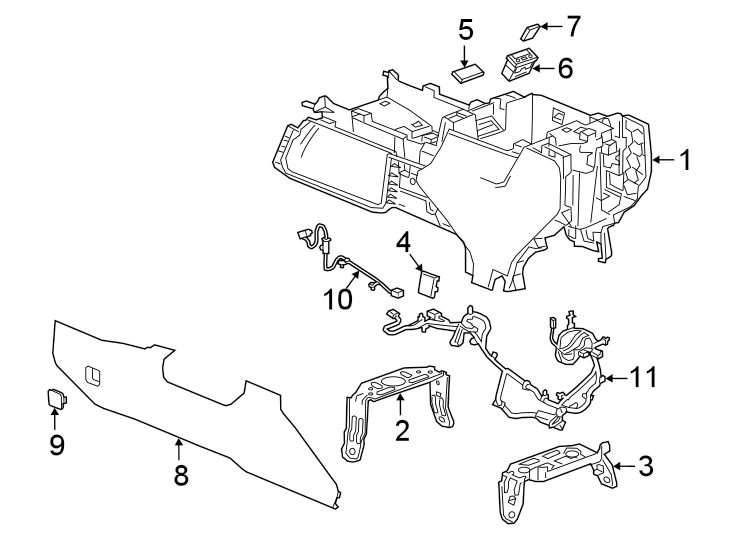 Diagram CENTER CONSOLE. for your 2022 Chevrolet Silverado 1500 LT Crew Cab Pickup Fleetside 2.7L A/T 4WD 