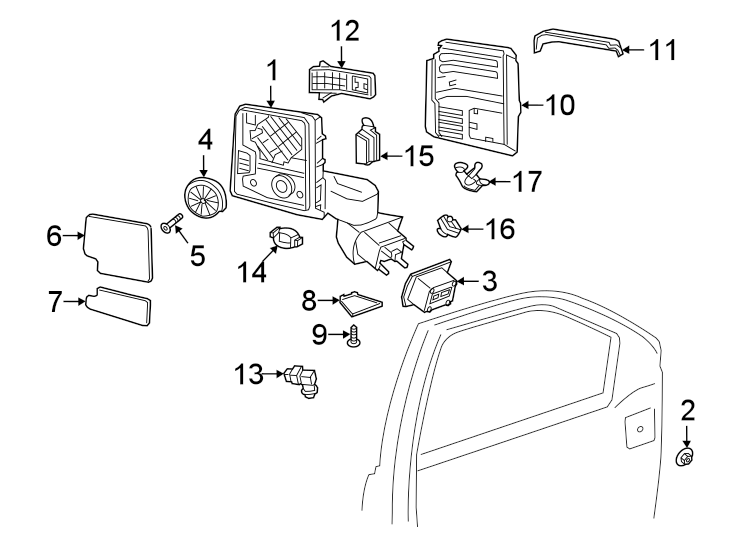 Diagram FRONT DOOR. OUTSIDE MIRRORS. for your Pontiac