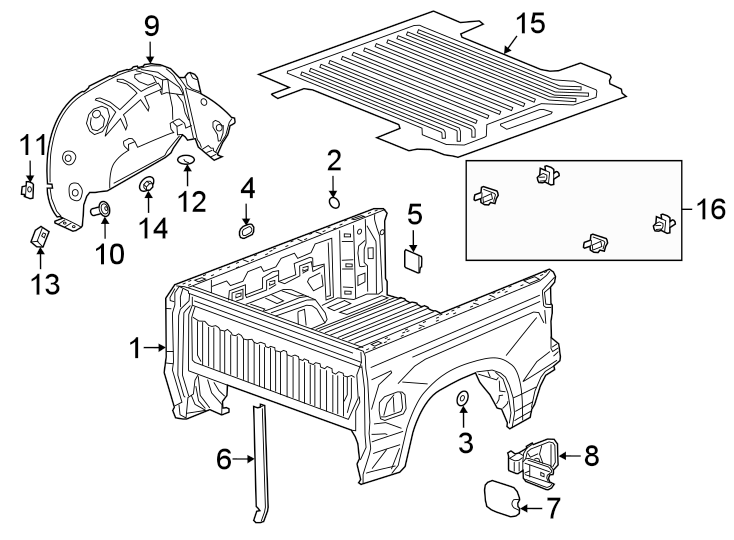 Diagram PICK UP BOX. for your 2021 Chevrolet Silverado 1500 WT Standard Cab Pickup 5.3L EcoTec3 V8 A/T 4WD 